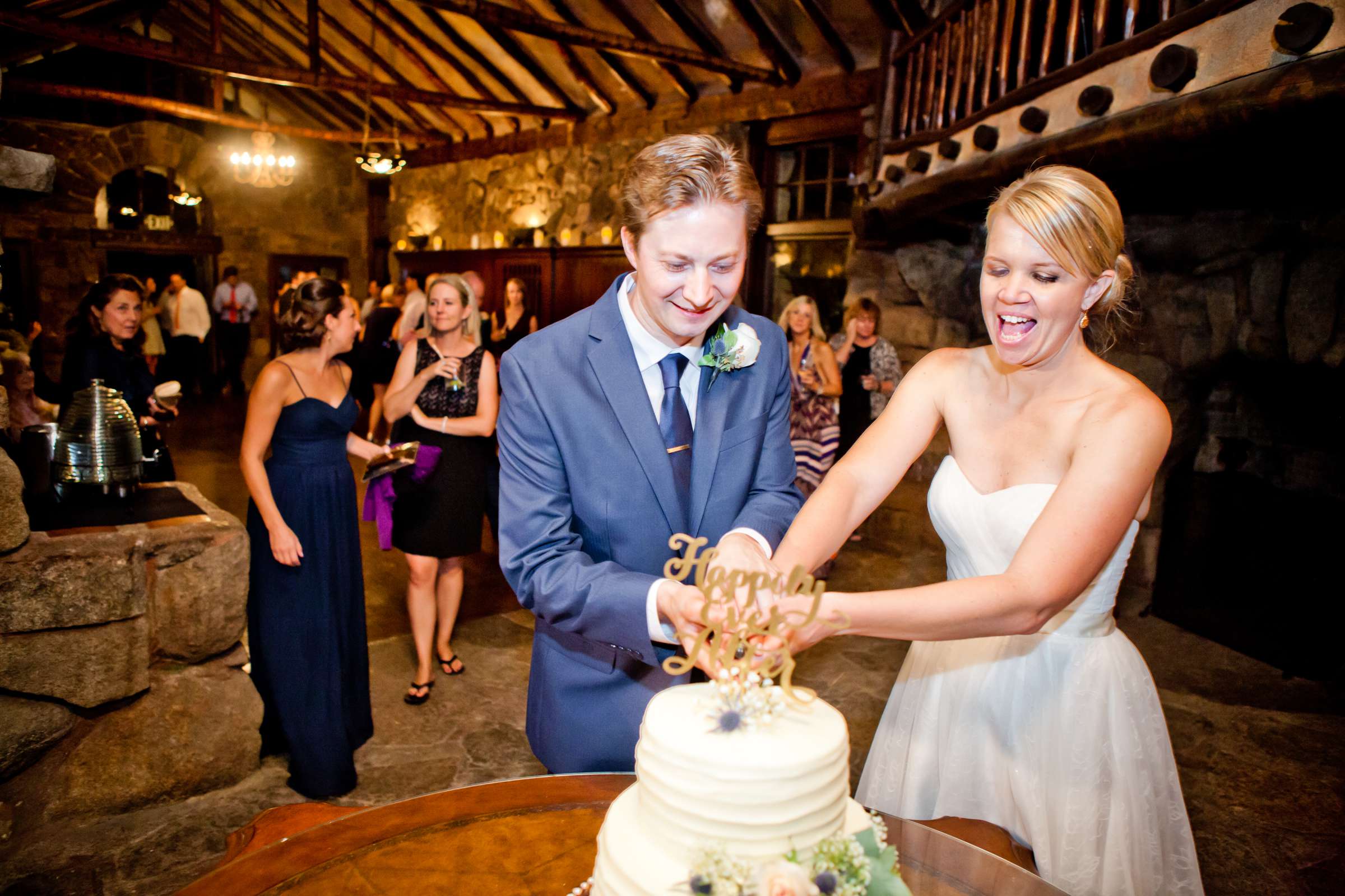 Cake Cutting at Mt Woodson Castle Wedding, Kate and Jake Wedding Photo #54 by True Photography