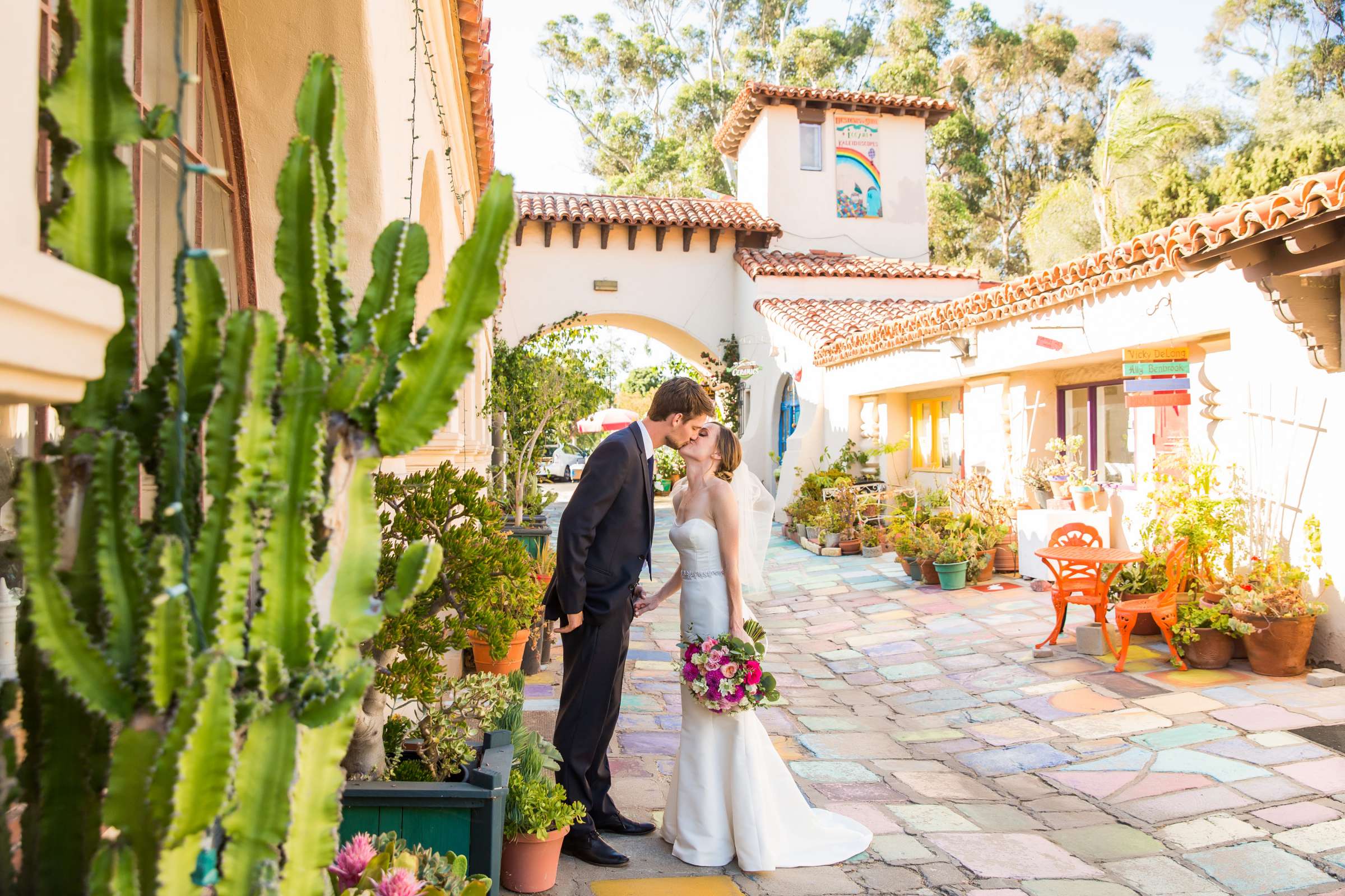 The Spanish Village Art Center (Balboa Park) Wedding coordinated by Creative Affairs Inc, Kelly and Matthew Wedding Photo #1 by True Photography