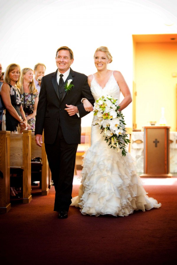 San Diego Wedding Photography: True Photography captures bride and father walking down the aisle during wedding ceremony