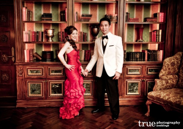 Bride-and-Groom-in-the-Library-at-the-Grand-Del-Mar