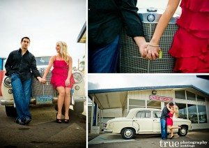 San Diego Wedding Photography: Engagement Photo Shoot San with old fashioned car