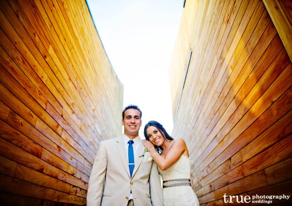 Bride and Groom at Scripps Seaside Forum wedding with I Do Weddings