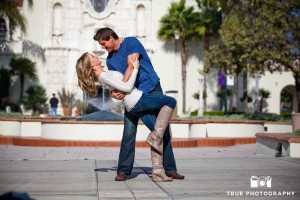 Engagement Photo Shoot of Couple embracing on USD Campus