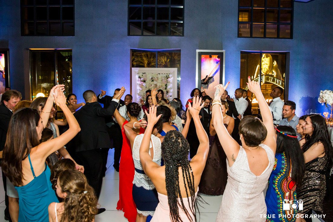 wedding guests on dance floor