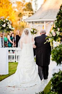 Bride and Father walk down aisle to Groom