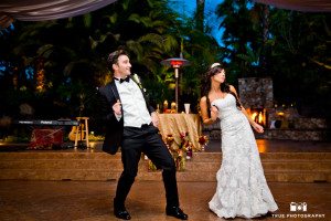 Couple perform fun dance during wedding reception