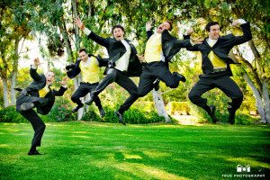 Groomsmen Jump in Air for fun photo
