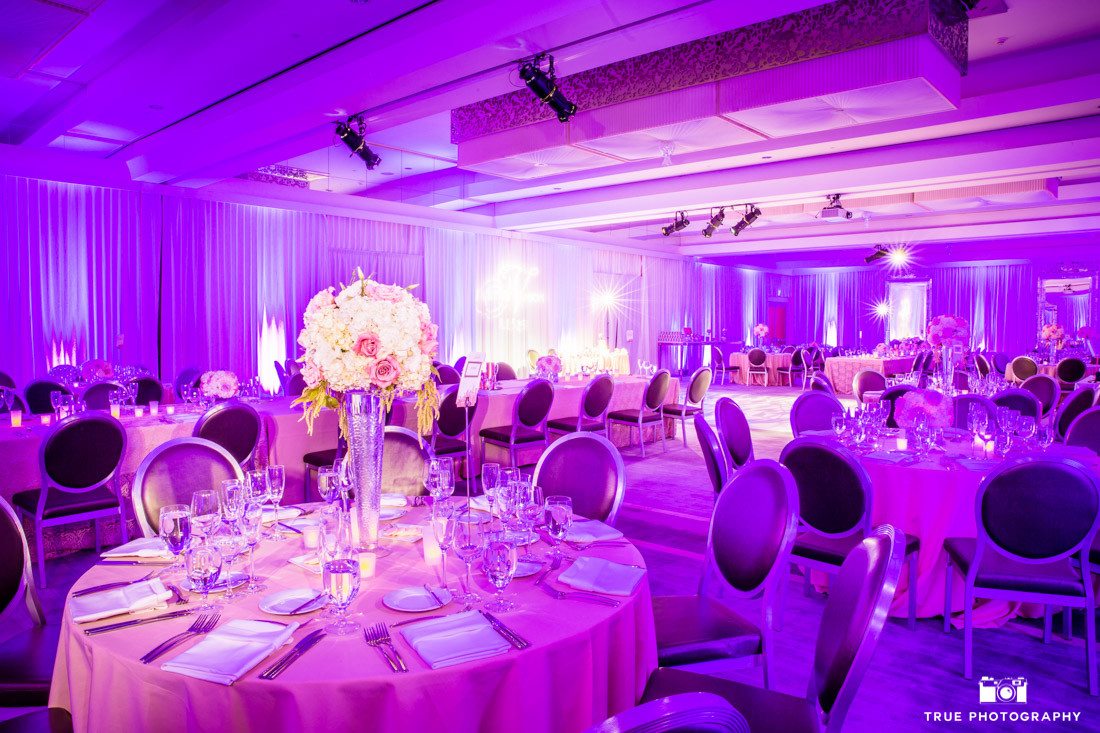Brilliant photograph of a reception room for a wedding at the luxurious SLS Hotel in Beverly Hills