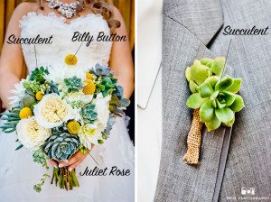 Colorful desert themed wedding succulents