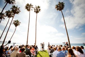 Bride and groom at Scripps Seaside Forum ceremony