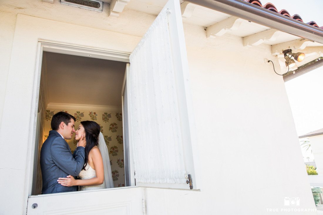 Framed wedding photo inside bridal suite at the Darlington House in La Jolla, California