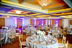 Elegant room photo of couple's wedding reception at La Valencia Hotel