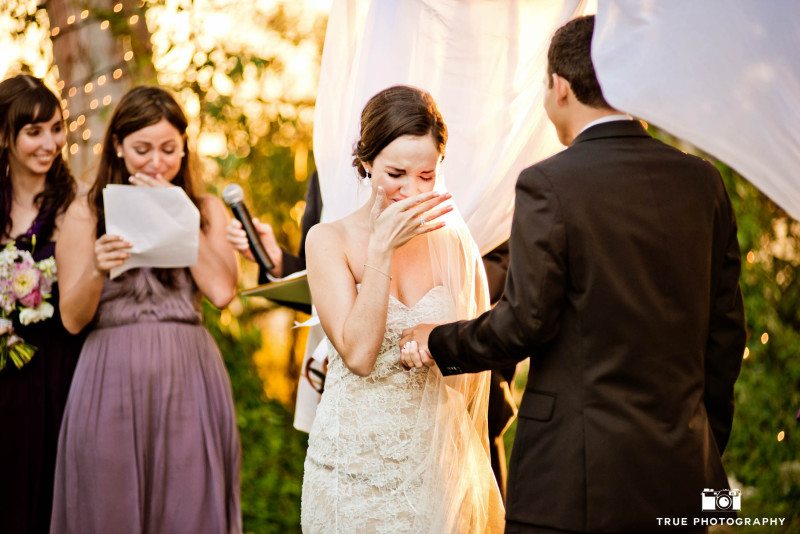 Bride's teary-eyed reaction to Groom during wedding ceremony