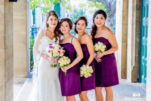 First Congregational Church of Los Angeles portraits of bride and bridesmaids
