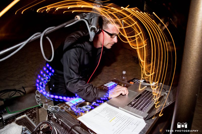 Experimental photo of DJ playing during reception