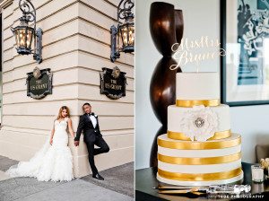 Classic Wedding Couple and Gold Cake at US Grant