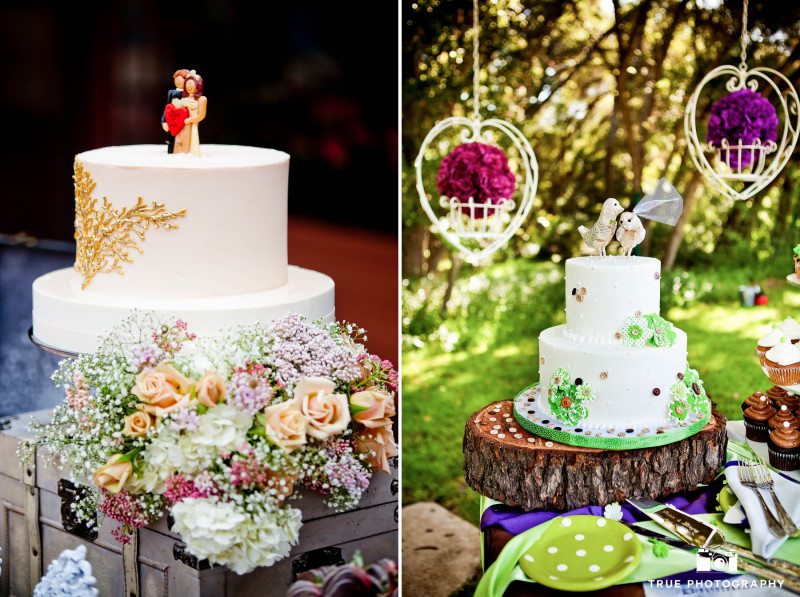 Rustic, chic wedding cake toppers of birds and wedding couple