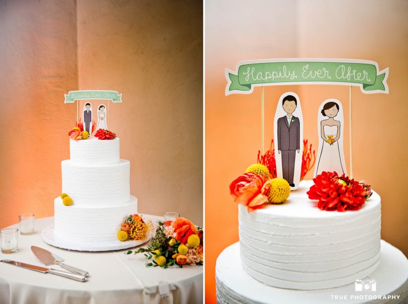 Modern, chic cake topper customized to look like wedding couple