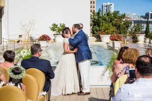 First Kiss at a wedding at the Westgate Hotel in Downtown San Diego