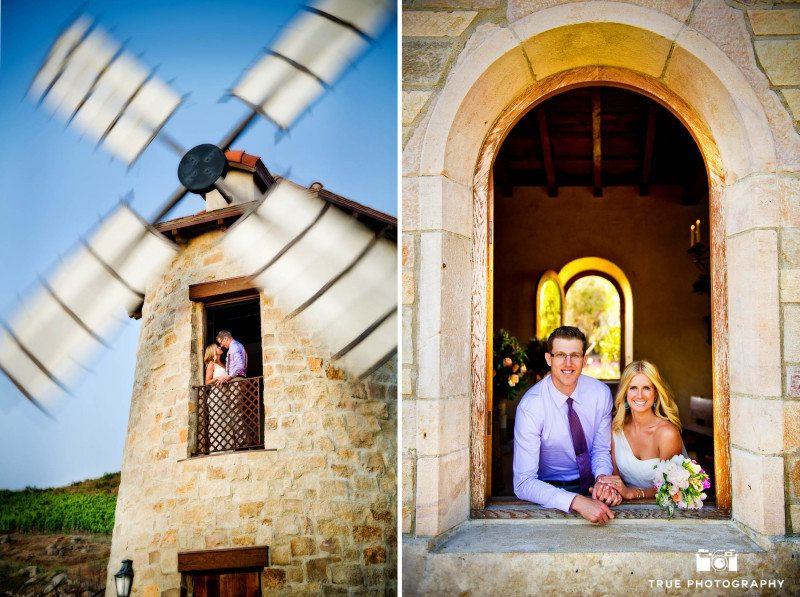 Wedding Couple in Windmill at Cal-A-Vie