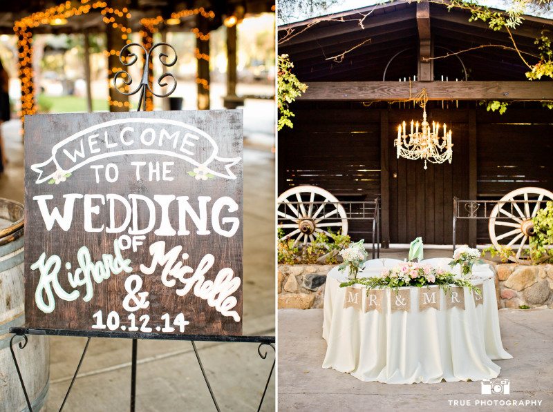 Rustic-themed details at vineyard wedding reception