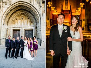 Bridal party with Newlyweds at First Congregational Church of Los Angeles