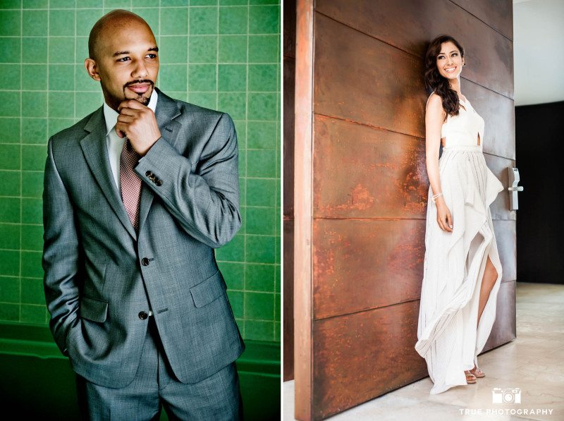 Portraits of a bride and groom from their caribbean destination weddings.