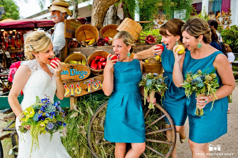 Bridesmaids Eat Apples in Old Town