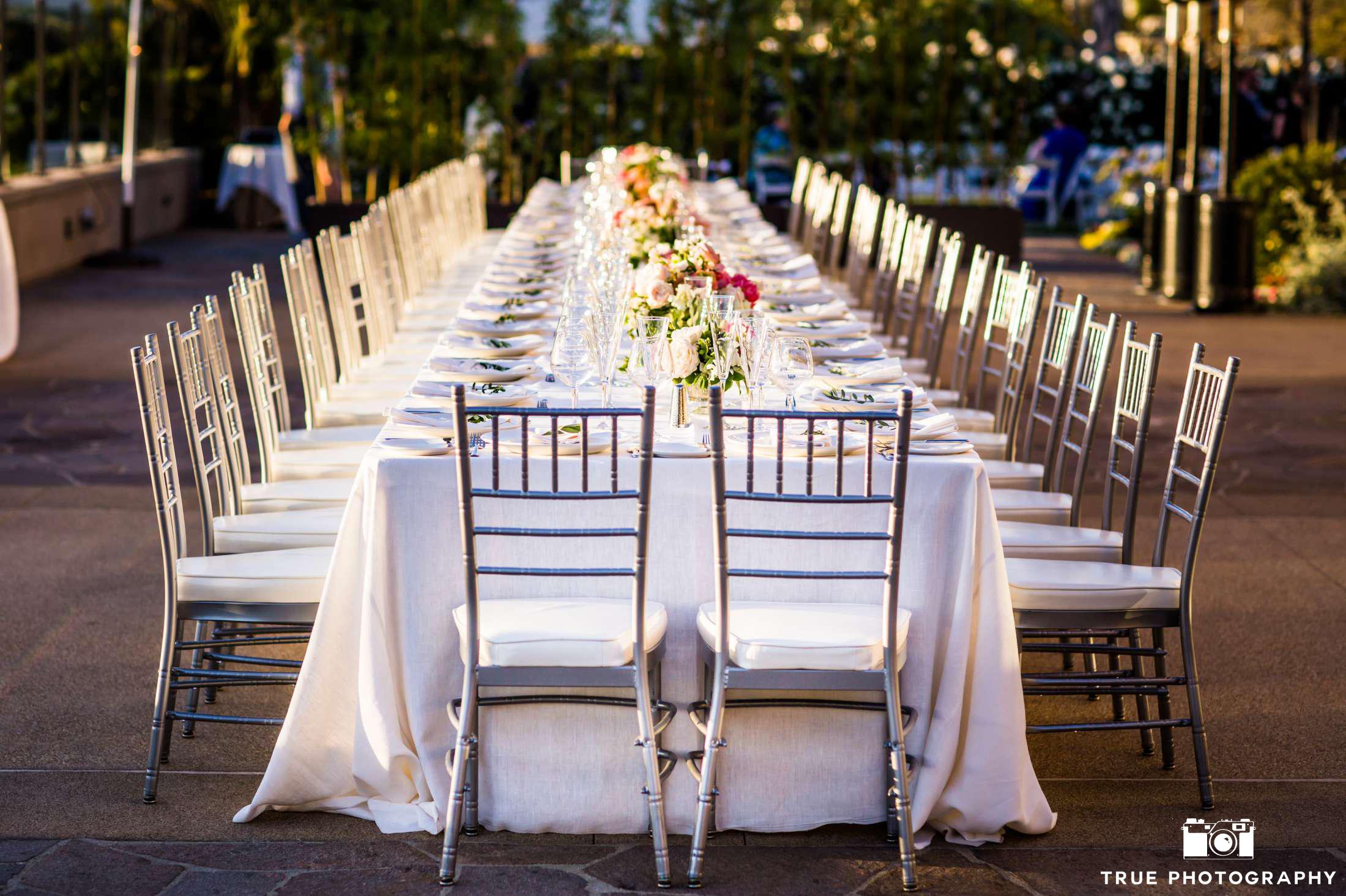 Cape Rey Carlsbad a Hilton Resort wedding reception dinner table