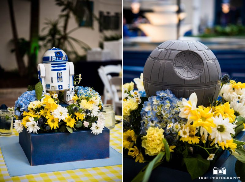Stars Wars themed centerpieces during reception at Air and Space museum