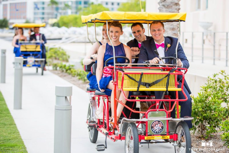 Bridal Party Riding in on surrey bikes
