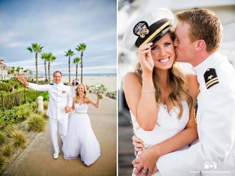 Military Couples celebrate after tying the knot