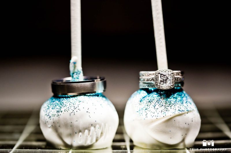 Bride and Groom's wedding rings on cake pops