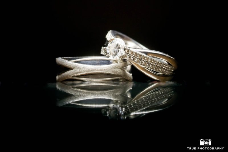 Bride and Groom's matching criss-cross wedding bands