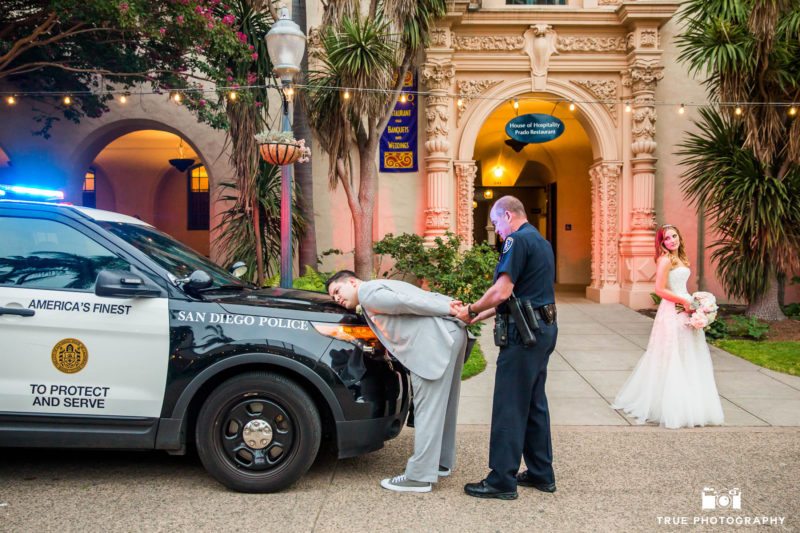 Funny photo of Groom getting handcuffed and arrested
