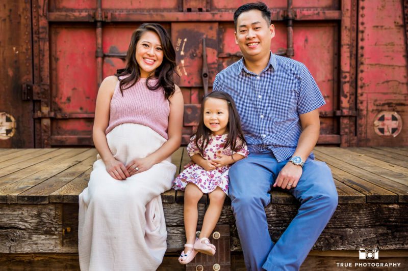 Playful Family Session in front of old box train