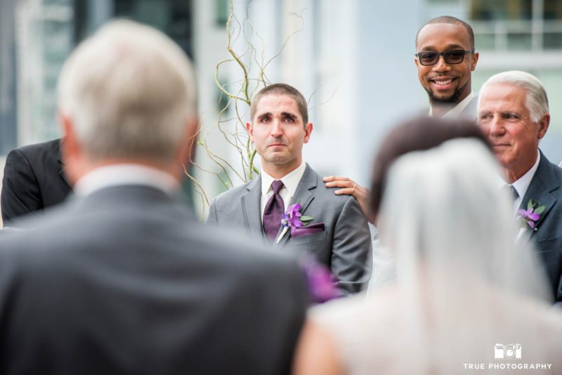 Groom tear up when he sees his bride