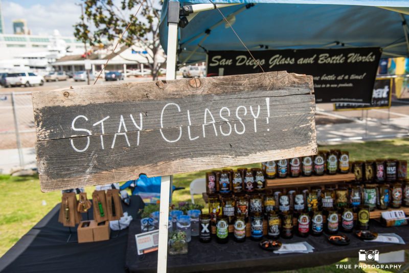 Stay Classy wooden sign outside booth at Best Coast Beer Fest