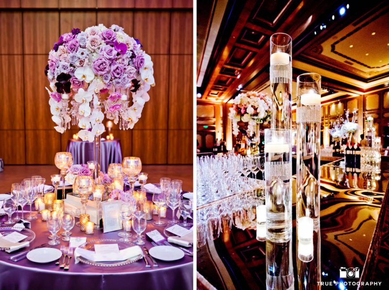 Candlelit centerpieces for a wedding