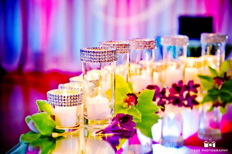 A row of candles as a centerpiece