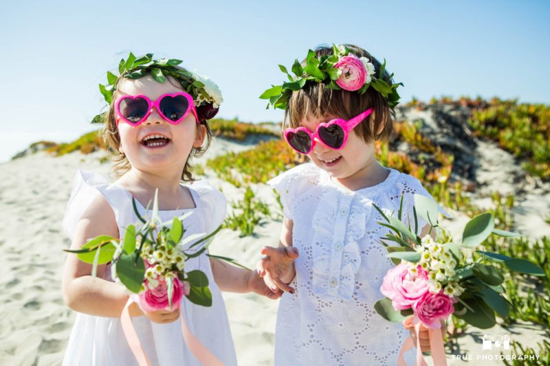 Cute colorful flowergirls laughing