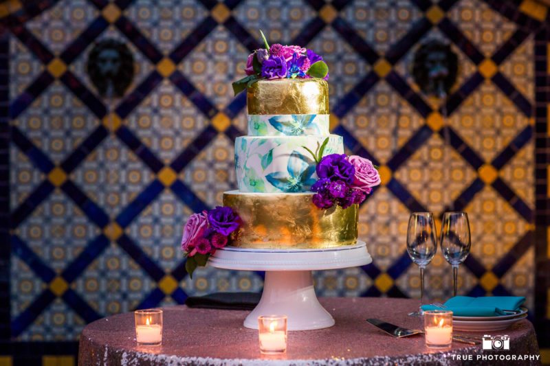 colorful purple wedding cake