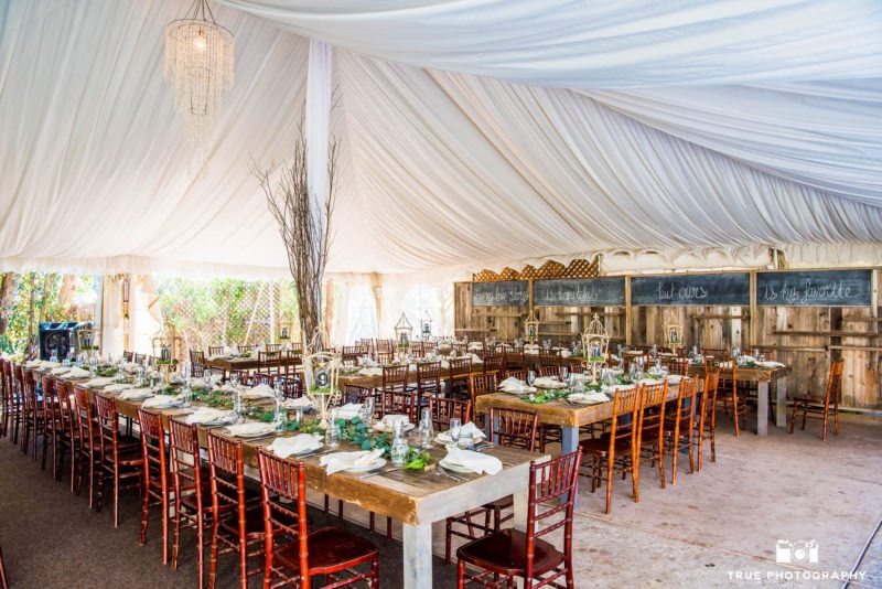 Reception tent at the Twin Oaks Garden Estate
