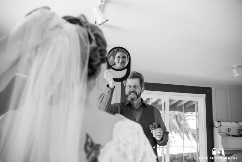 Father of Bride helps Bride getting ready