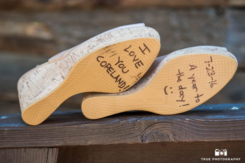 Love note on Bride's shoes