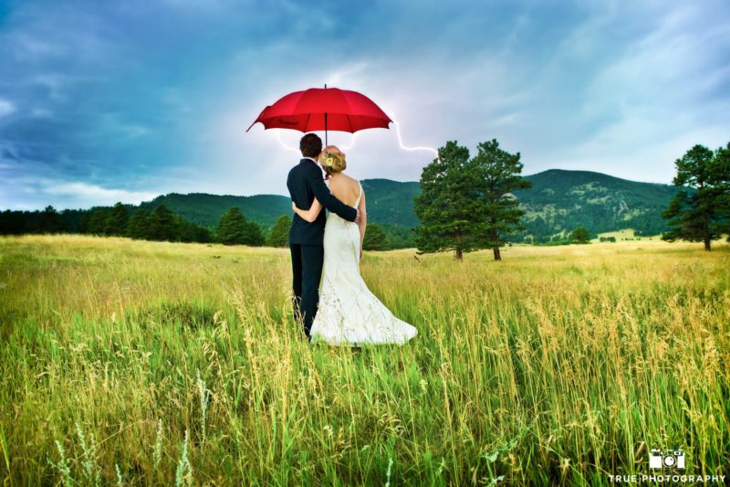 Rain Storm Wedding Photo
