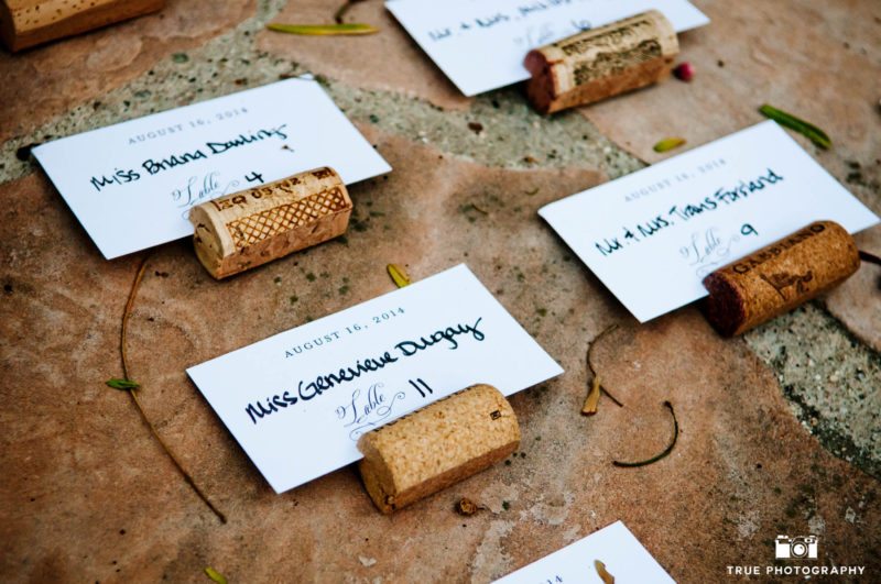 Place settings on wine corks
