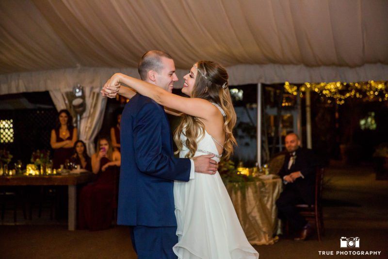 Bride and Groom share First Dance at Wedding Reception