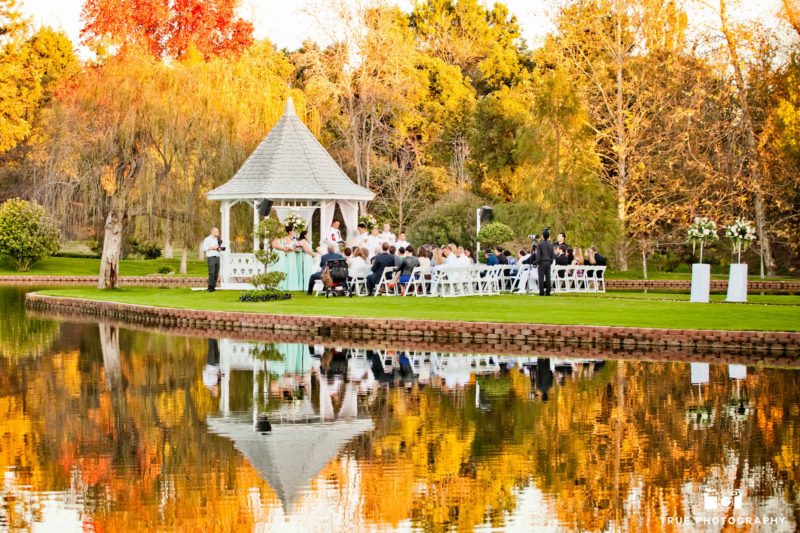 Ceremony by the water in the fall