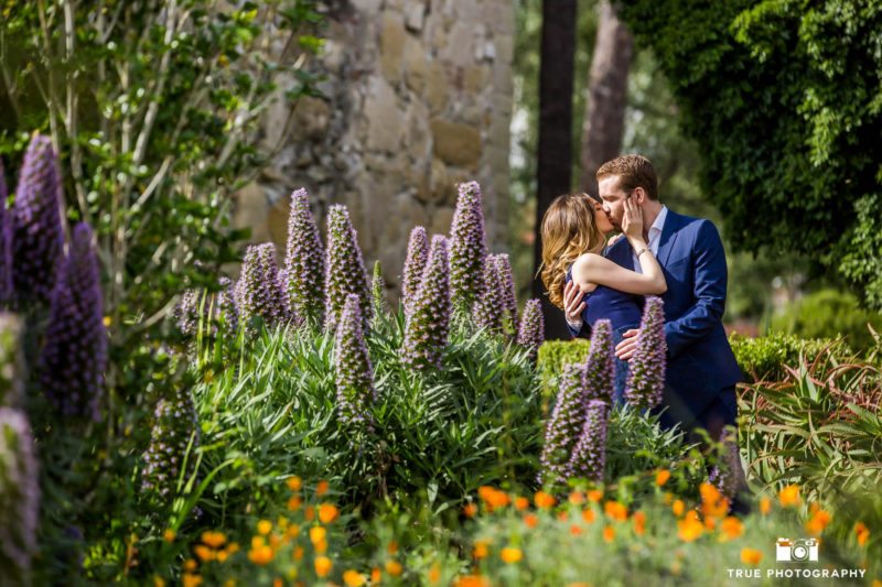 Couples engagement photos in flowers